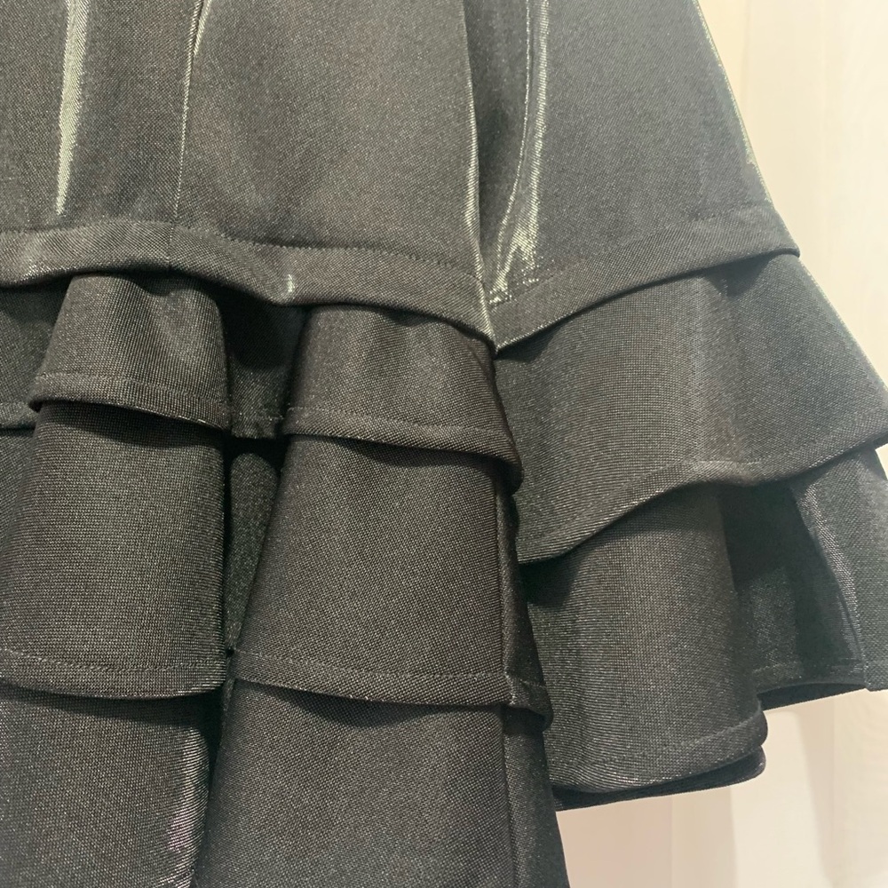 Gracia Shiny Black Ruffle Peplum Jacket - Picture 4 of 6